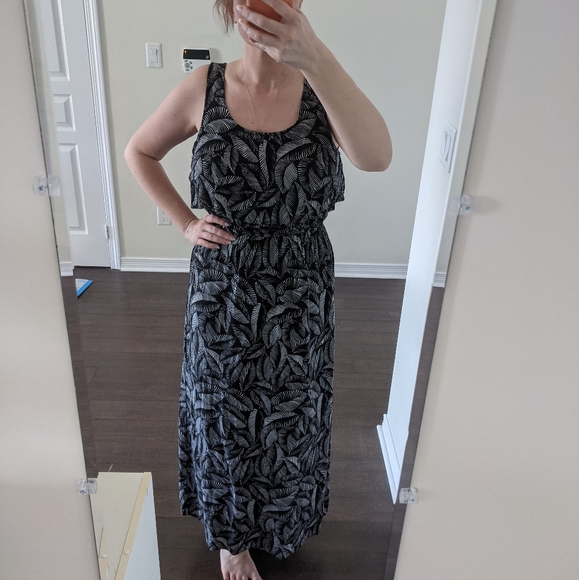 Merona Maxi Dress with Black and White Leaf - Picture 5 of 7